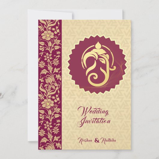 Indian wedding Ganesha hindu invitation Kaart (Voorkant)
