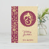 Indian wedding Ganesha hindu invitation Kaart (Staand voorkant)