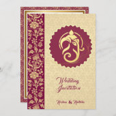 Indian wedding Ganesha hindu invitation Kaart (Voorkant / Achterkant)