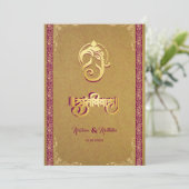 Indian wedding Ganesha luxury hindu invitation Kaart (Staand voorkant)