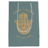 Indian Wedding Gold Blue hamsa Henna Medium Cadeauzakje (Achterkant)