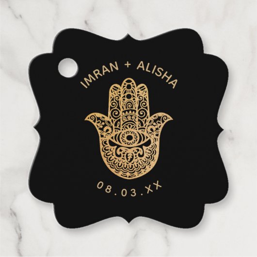 Indian Wedding Gold hamsa Henna Enveloppe Seal Fav Bedankjes Labels (Voorkant)