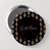 Indian Wedding Gold hamsa Henna Gastenaam Ronde Button 4,0 Cm (Voorkant /achterkant)