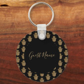 Indian Wedding Gold hamsa Henna Gastenaam Sleutelhanger (Achterkant)