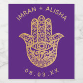 Indian Wedding Gold hamsa Henna Wijn Etiket (Enkel label)