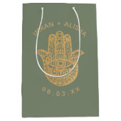 Indian Wedding Gold Sage Green hamsa Henna Medium Cadeauzakje (Voorkant)