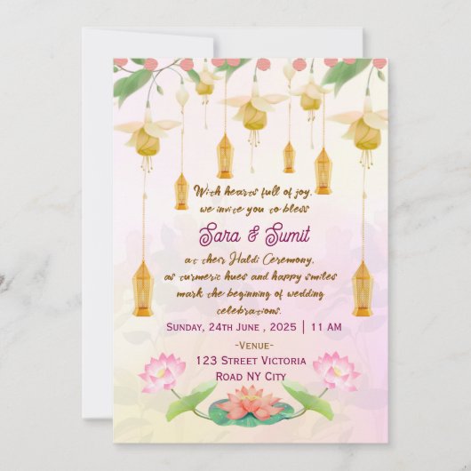 Indian Wedding Haldi Ceremony Invitations Kaart (Voorkant)
