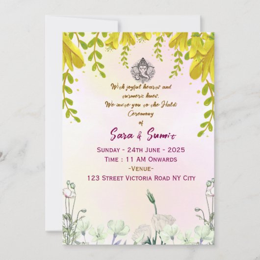 Indian Wedding Haldi Ceremony Invitations  Kaart (Voorkant)