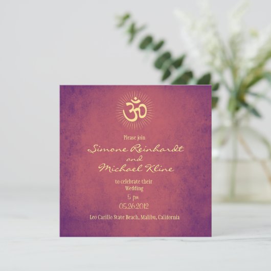 Indian Wedding,Hindu Wedding Invitation, OM Kaart (Staand voorkant)