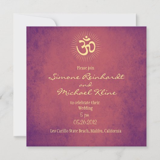 Indian Wedding,Hindu Wedding Invitation, OM Kaart (Voorkant)