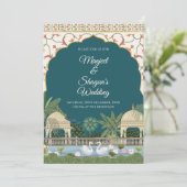 Indian Wedding invitation Digital Indian wedding Kaart (Staand voorkant)