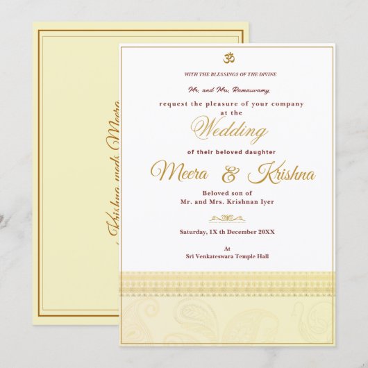  Indian Wedding Invitation  Kaart (Voorkant / Achterkant)