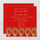 Indian Wedding Invitation Red & Gold Paisley Kaart (Voorkant / Achterkant)