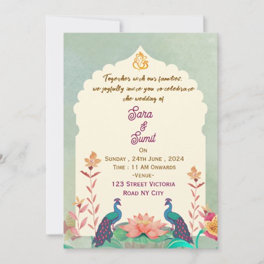 Indian Wedding Invitations  Kaart (Voorkant)