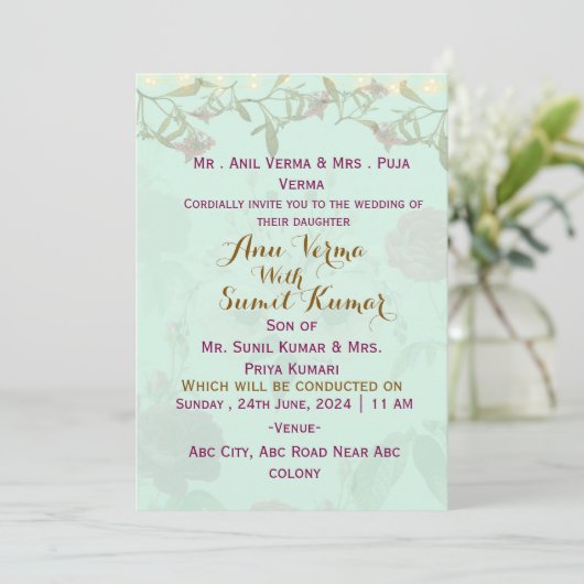 Indian Wedding Invitations  Kaart (Staand voorkant)