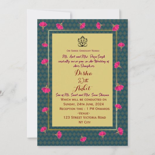 Indian Wedding Invitations Kaart (Voorkant)
