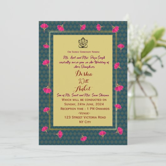 Indian Wedding Invitations  Kaart (Staand voorkant)