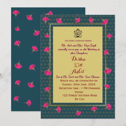 Indian Wedding Invitations  Kaart (Voorkant / Achterkant)