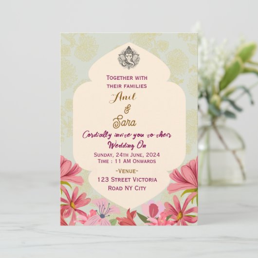 Indian Wedding Invitations Kaart (Staand voorkant)
