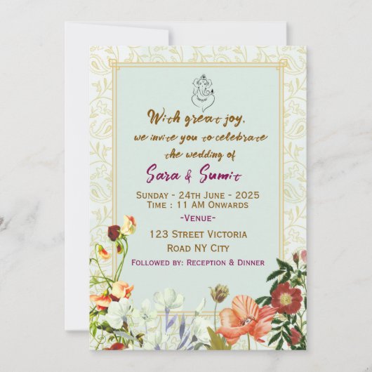 Indian Wedding Invitations  Kaart (Voorkant)