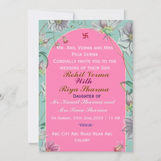 Indian Wedding Invitations  Kaart (Voorkant)