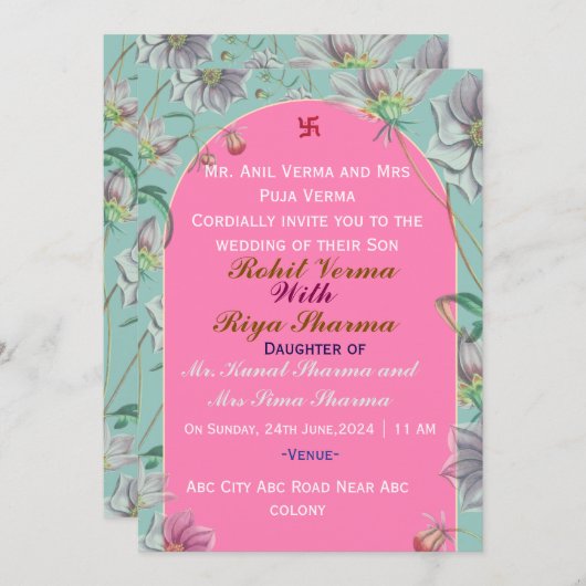 Indian Wedding Invitations  Kaart (Voorkant / Achterkant)