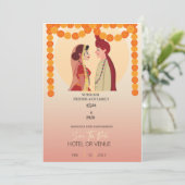 INDIAN WEDDING INVITE BOLLYWOOD KAART (Staand voorkant)