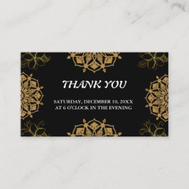 Indian Wedding Invite Damask Gold Winter Black Informatiekaartje