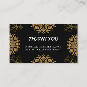 Indian Wedding Invite Damask Gold Winter Black Informatiekaartje