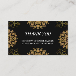 Indian Wedding Invite Damask Gold Winter Black Informatiekaartje