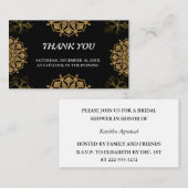 Indian Wedding Invite Damask Gold Winter Black Informatiekaartje (Voorkant / Achterkant)