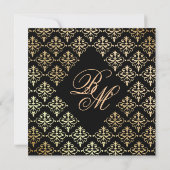 Indian Wedding Invite Damask Gold Winter Black Kaart (Achterkant)