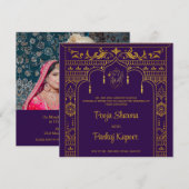 Indian Wedding Mandap Ganesha Gold Script Photo Kaart (Voorkant / Achterkant)