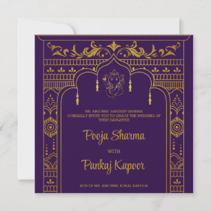 Indian Wedding Mandap Ganesha Gold Script Photo Kaart