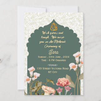 Indian Wedding Mehendi Ceremony Invitations Kaart