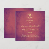 Indian Wedding, OM, red de date Hindu Wedding Save The Date (Voorkant / Achterkant)