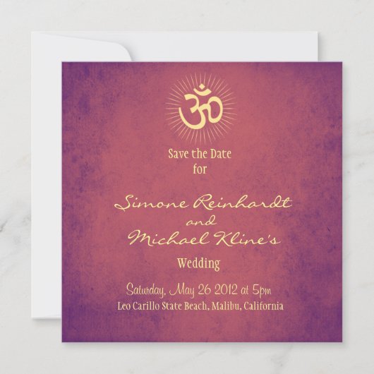 Indian Wedding, OM, red de date Hindu Wedding Save The Date (Voorkant)