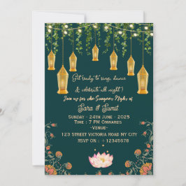 Indian Wedding Sangeet Night Ceremony Invitations Kaart