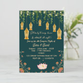 Indian Wedding Sangeet Night Ceremony Invitations Kaart (Staand voorkant)