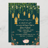Indian Wedding Sangeet Night Ceremony Invitations Kaart (Voorkant / Achterkant)