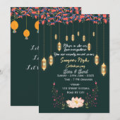 Indian Wedding Sangeet Night Ceremony Invitations  Kaart (Voorkant / Achterkant)