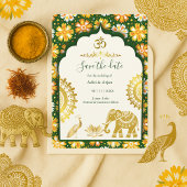 Indian Wedding Save the Date – Emerald ivory Gold  Kaart