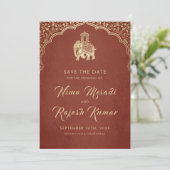 Indian Wedding Save The Date Gold Ganesha Invitati Kaart (Staand voorkant)