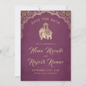 Indian Wedding Save The Date Gold Ganesha Invitati Kaart (Voorkant)