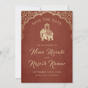 Indian Wedding Save The Date Gold Ganesha Invitati Kaart