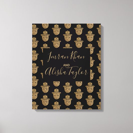 Indian Wedding Save the date Gold hamsa Henna Canvas Afdruk (Voorkant)