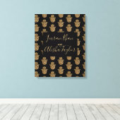 Indian Wedding Save the date Gold hamsa Henna Canvas Afdruk (Insitu (Houten vloer))