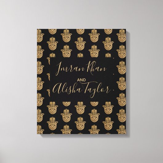 Indian Wedding Save the date Gold hamsa Henna Canvas Afdruk (Voorkant)