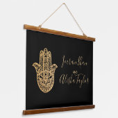 Indian Wedding Save the date Gold hamsa Henna Hangend Wandkleed (Gebogen)