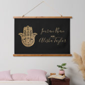 Indian Wedding Save the date Gold hamsa Henna Hangend Wandkleed (Slaapkamer)